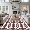 thumbnail image 3 of Retro Boho Area Rugs 5'x8', Washable Small Throw Rugs for Classroom Bedroom, Dark Red Geometric Pattern Rhombic Bohemia Indoor Outdoor Rug Non-Slip Low Pile Carpet Runner Reversible Floor Mats, 3 of 8