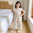 thumbnail image 2 of Qingpeng Girls Summer Sleeveless Ruffled Collar Top and Wide Leg Pants Set Lace Trim Casual Princess Style Matching Outfit Set for Kids, 2 of 6