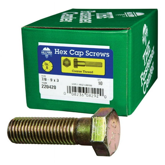 Hillman 7/8" Yellow Dichromate Grade 8 Steel Hex Head Cap Screw