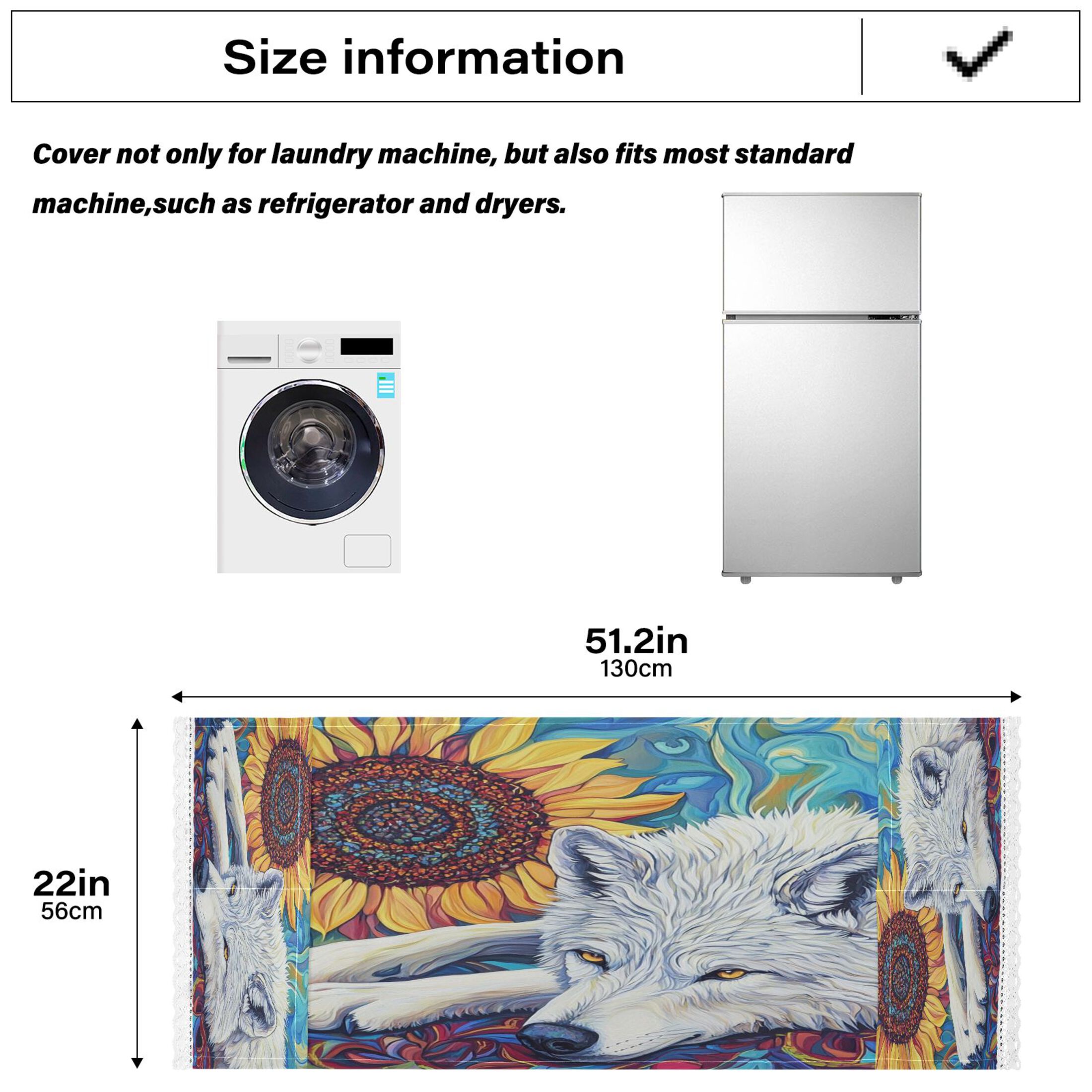 WOBOGO White Wolf with Sunflower Washing Machine Cloth Dryer Refrigerator Top Cover Protective Non-Slip Mat For Kitchen Laundry