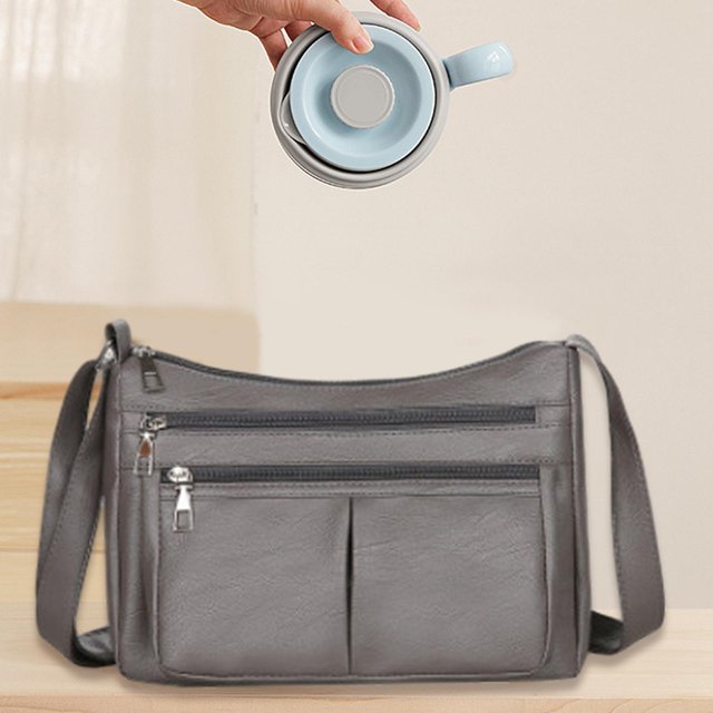 Bolso de hombro para mujer, bolso cruzado con correa ajustable para el hombro, bolso de viaje, bolso para el trabajo de primavera, vacaciones en la Gris