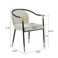 thumbnail image 3 of Crista Modern Upholstered Dining Chair, Metal Frame, Beige + Black + Gold, Set of 2, 3 of 8
