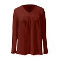 thumbnail image 6 of Breezora Women's Casual Long Sleeve Tee Brushed Textured Pleated Design Comfortable Shirt XXL Size Brick Red, 6 of 6