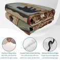 thumbnail image 4 of Quilts Twin Size Bedding Set, Brown Ethnic Lightweight Quilted Comforter, Black Bear Paw Farmhouse Cabin Canoe Retro Plaid Soft Bedspread Coverlet with Pillow Covers for All Season, 68" x 86", 4 of 9