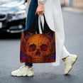 thumbnail image 7 of XMXT Canvas Tote Bag, Scary Skull Ghost Print Large Handbag for Women, Shopping Working Travel, 7 of 7