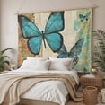 thumbnail image 3 of Retro Teal Butterfly Large Tapestry for Bedroom Wall Hanging Tapestry, Summer Butterflies Vintage Ceiling Backdrop Tapestries Poster Blanket Wall Decor for Teens Room Living Room Dorm 86" x 104", 3 of 8
