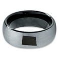 thumbnail image 2 of Tungsten North Dakota The Peace Garden State Band Ring 8mm Men Women Comfort Fit Black Dome Brushed Gray Polished, 2 of 4