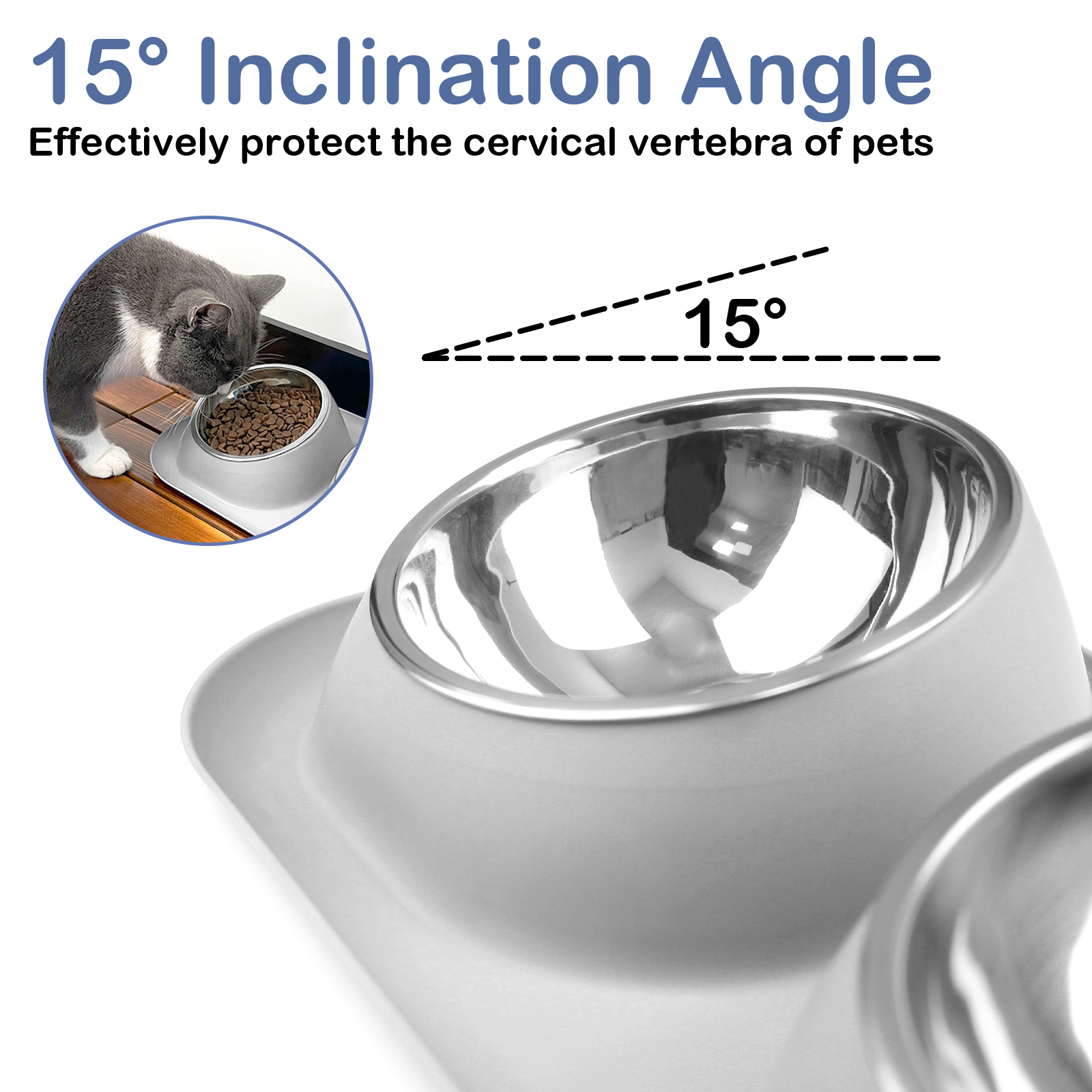Ptlom Elevated Stainless Steel Pet Bowl with Stand photo 3