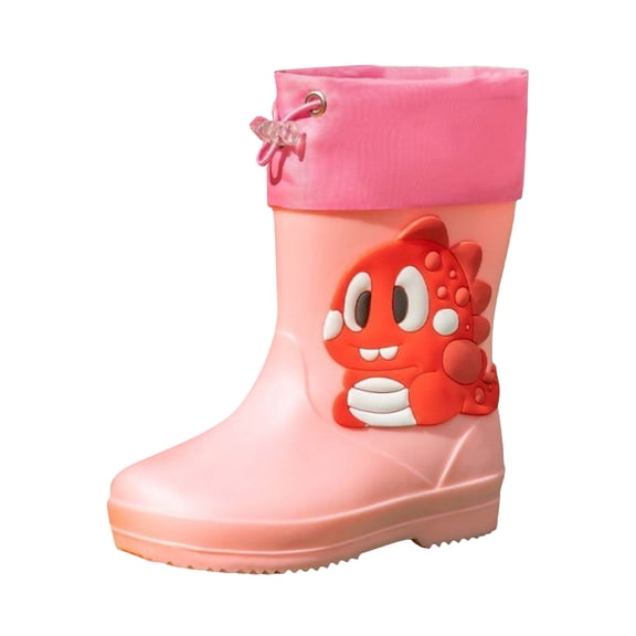 KPOPLK Kids Rain Boots for Boys Girls Waterproof Natural Rubber Toddler Rainboots Easy On Handles Non-Slip Sole(Pink,11.5)