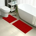 thumbnail image 6 of 2 Pieces Bathroom Rugs, Ultra Soft Non Slip Absorbent Chenille Toilet Bath Mat Set (Red), 6 of 6