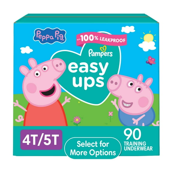 Pampers Easy Ups Peppa Potty Training Pants Girls Size 4T-5T, 90 Count (Select for More Options)