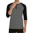 thumbnail image 6 of Handshe Men's Henley Button-Up Shirts, Simple Design Solid Color Raglan Three-Quarter Sleeve Crew Neck Tops for Casual Outfit,Plus Size, 6 of 7