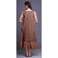 thumbnail image 4 of Bimba Robe de Nuit Sans Manches Brun Rose Foncé à Feuilles Florales et Roses pour Femmes, Coton Imprimé, Vêtement de Nuit pour Dames, Vêtement de Sommeil X-Small, 4 of 6