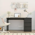 thumbnail image 5 of Computer Desk with Drawers, Wood Work Desk, Home Office PC Desk Workstation with Storage, Modern Gaming Computer Table for Bedroom, Living Room, 53.5 inches, Black, 5 of 5