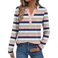 thumbnail image 2 of HLKJKLS Long Sleeve Shirts For Women Striped Button Down V Neck Long Sleeve Loose Fit Plaid Polka Tee Polyester Spandex Pink S-3Xl, 2 of 5