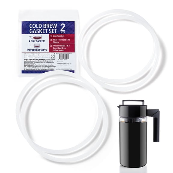 IMPRESA 2 Sets Replacement Gaskets for Takeya Cold Brew Coffee Maker 1 & 2 Quart Pitchers - Cold Coffee Maker & Ice Tea Brewing Pitcher Food Safe Airtight Seals