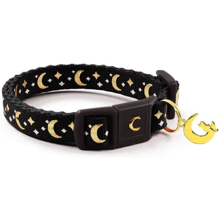 Pet Collar Gold Moons and Stars Cat Collar, Safety Breakaway Cat Collar, Glow in The Dark