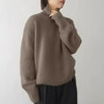 thumbnail image 4 of comerut Women Winter Sweater High Collar Long Sleeve Soft Warm Knitting Tops Solid Color Loose Fit Pullover Tops, 4 of 8