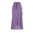 thumbnail image 6 of QATAINLAV Women's Elegant Wrap Maxi Skirt Tied High Waisted Asymmetrical Ruffle Hem Long Skirts Prom Party Formal Evening Clothes, Purple, S, Gifts for Girls, 6 of 7