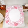 thumbnail image 5 of Homewish Pink White Heart Princess Cartoon King 4 Piece Reversible Bed Sheet Set for Girls, 5 of 7