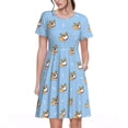 thumbnail image 1 of Easygdp Corgi Dog para Vestido Transpirable de Mujer, Vestido Suelto de Manga Corta con Pliegues y Bolsillos para el Verano, 1 of 6