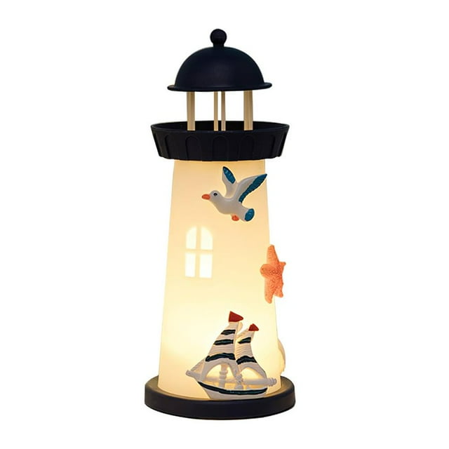 1pcs Lighthouse LED Light Garden Beacon Lamp 360 Degree Rotating Home Decor Lighthouse Night Light LED Lighting Lighthouse