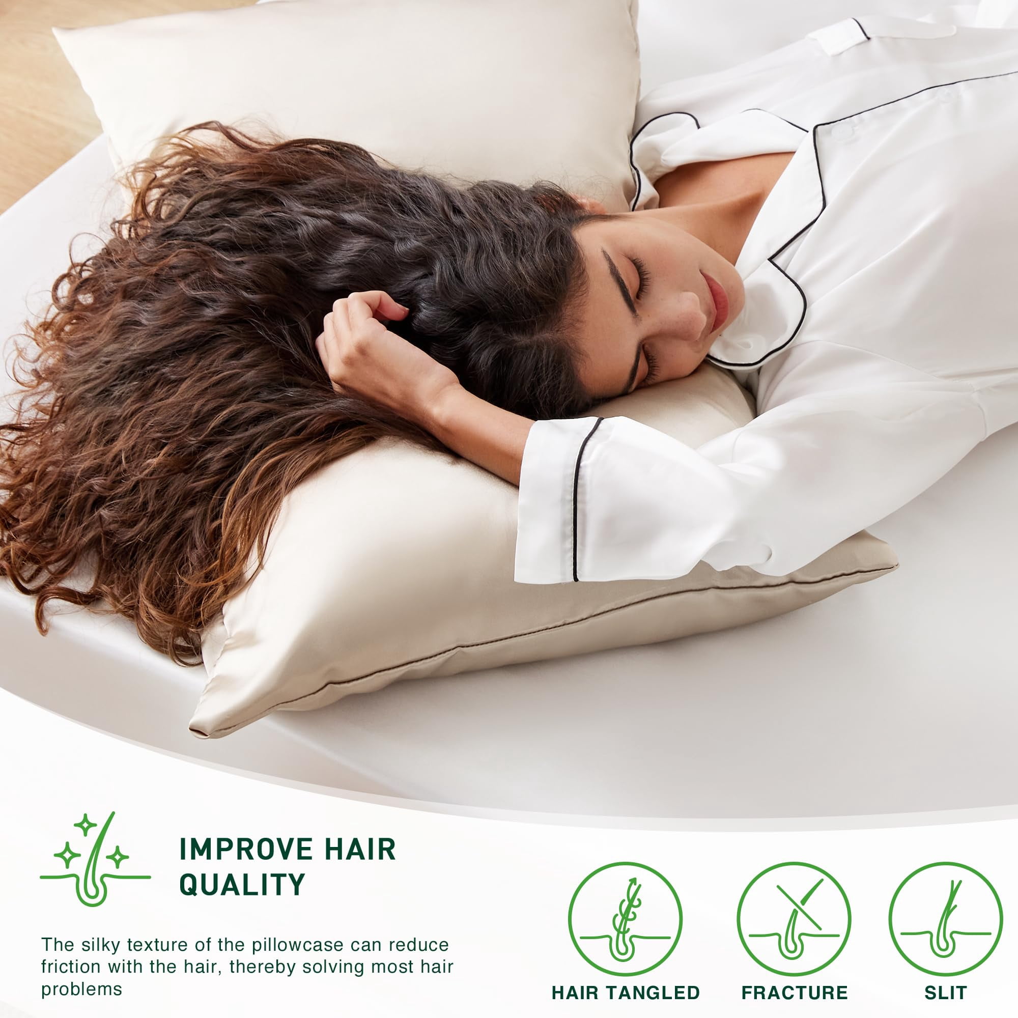 LOUDKS Satin Pillowcase Set of 2 Queen Size 20x30, Cooling Pillow Covers for Hair and Skin, Silky Smooth with Envelope Closure, Similar to Silk, White