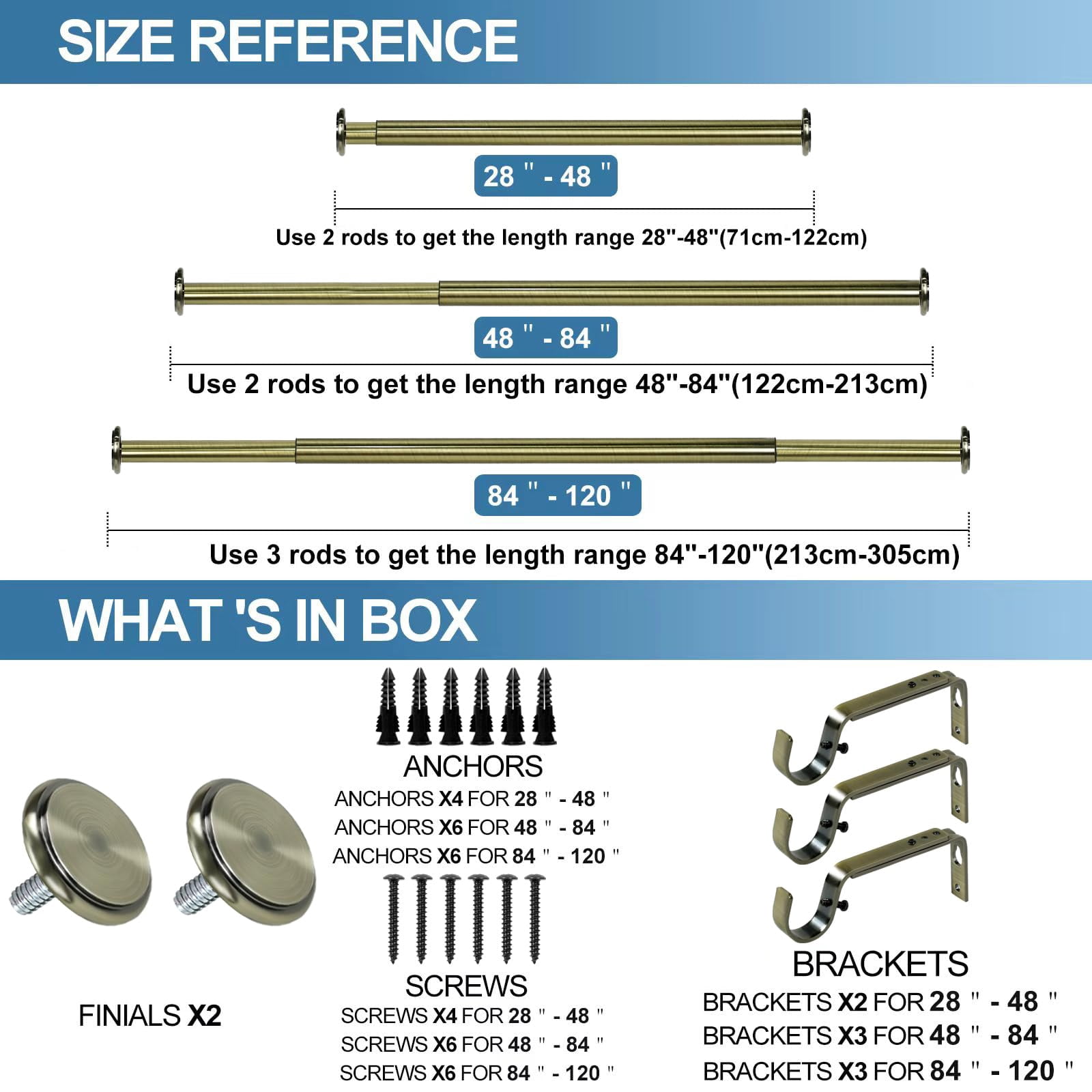Urbanest 1" Adjustable Curtain Rod Set with Cap Finial Metal Window Drapery Rod, Modern Minimalist Design