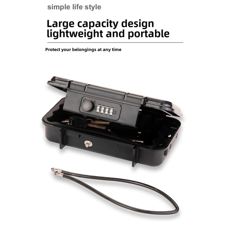 Outdoor PortableTravel Safe Box Large Capacity Security Lockbox Code Waterproof Key Lock Box with Removable Cable Handle