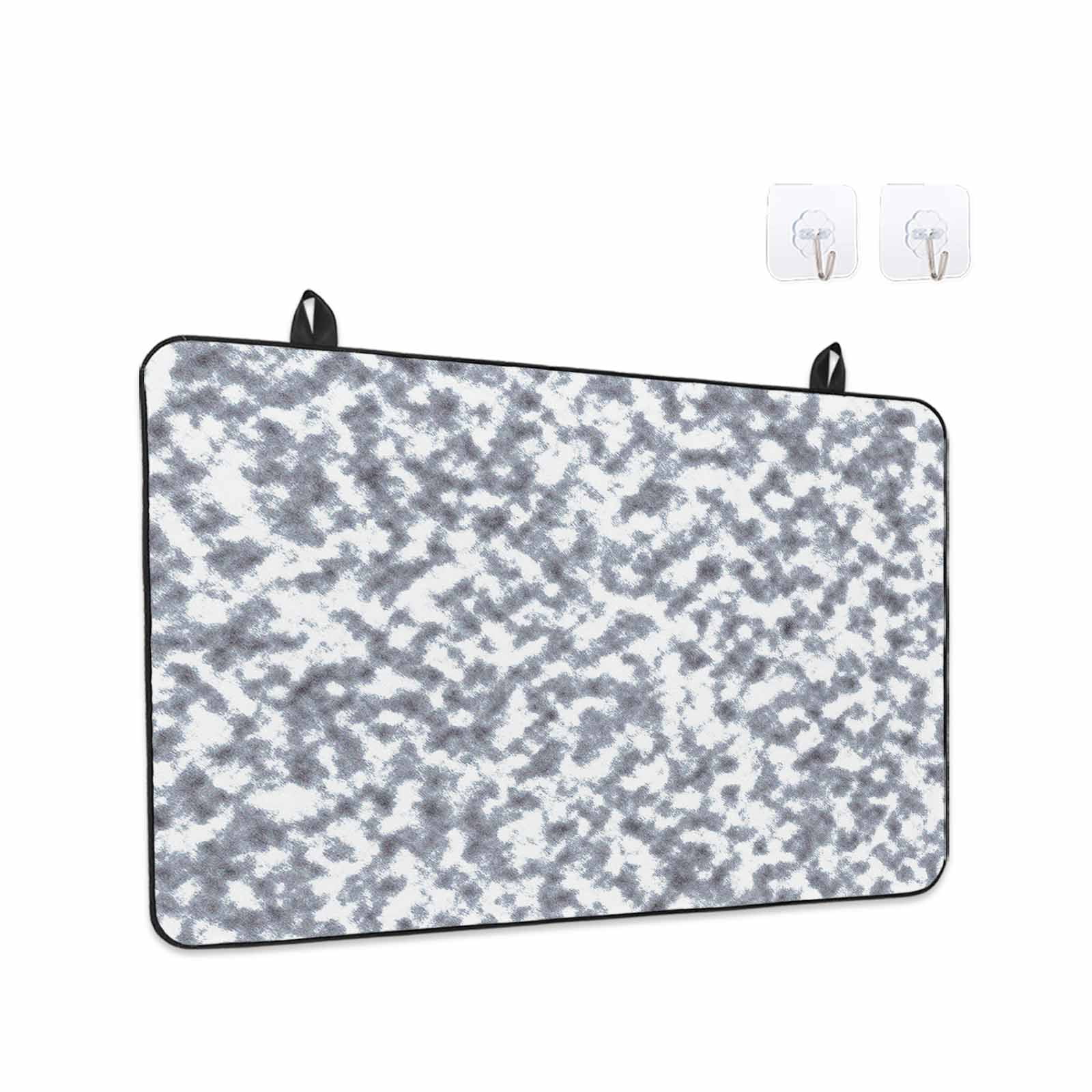 Grey White Stove Top Cover for Electric Stove, Heat-proof & Non Slip Glass Top Stove Cover Protector, Modern Geometric Gray Ombre Abstract Art Kitchen Flat Cooktop Rubber Mat 24x21 Inches