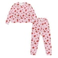 thumbnail image 5 of FOR U DESIGNS Pink Strawberry Pajamas Sets for Women 2 Piece Nightwear Long Sleeve Crew Neck Tops and Pants with Drawstring for Women Size XL Sleepwear Jogger Loungewear, 5 of 6