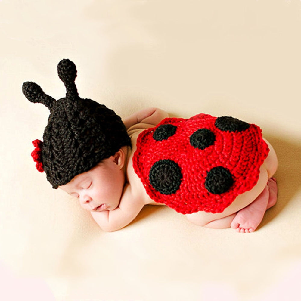 Newborn Baby Girl Boy Insect Crochet Knit Costume Photography Prop Hats Outfits 