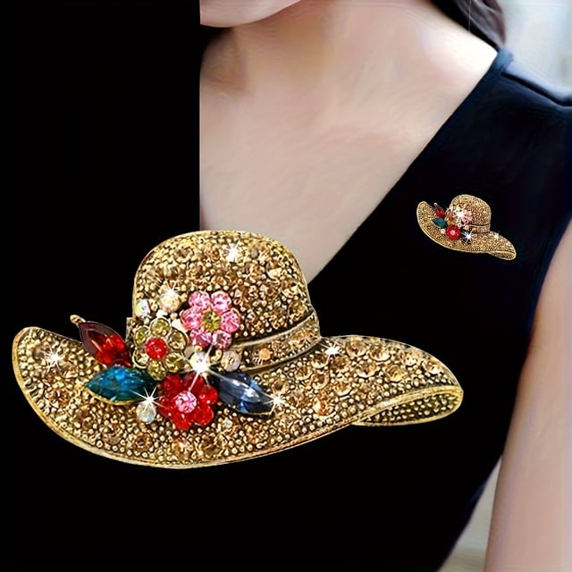 QJUHUNG Elegant Vintage Rhinestone Brooch Pin - Versatile And Chic Accessory For All Occasions