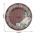 thumbnail image 3 of Efavormart 25 Pack Brown Rustic Wood Print 13" Paper Charger Plates With Floral Lace Rim, Round Disposable Serving Plates, 3 of 11