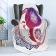 thumbnail image 4 of Yin Yang Soft Flannel Fleece Throw Blanket, Ornate Crescent Moon Motif Oriental Illustration, Cozy Plush for Indoor and Outdoor Use, 50" x 60", Dark Blue and Magenta, by Ambesonne, 4 of 5
