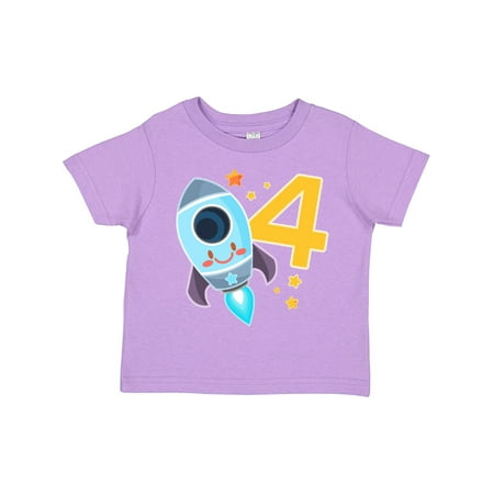 

Inktastic Rocket Space Ship Happy Fourth Birthday Gift Toddler Boy or Toddler Girl T-Shirt