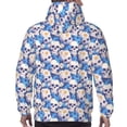 thumbnail image 7 of Rateoe white Skull blue daisy Pattern Mens Hoodie, Pullover Hooded Sweatshirt, Kangaroo Pocket Hoodie Ideal for Daily Wear, Travel and Home-3X-Large, 7 of 7