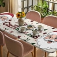thumbnail image 3 of Christmas Santa Table Cloths for 8 Foot Rectangle Tables, Winter Xmas Snowflakes Tree on Linen Patio Waterproof Elastic Fitted Tablecloths, Washable Rectangular Table Cover for Camping, 3 of 8
