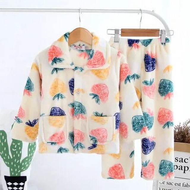 Pijamas de Otoño/Invierno para niñas, conjunto de 2 uds. De ropa para niños, bata infantil de franela, juegos de ropa de lana