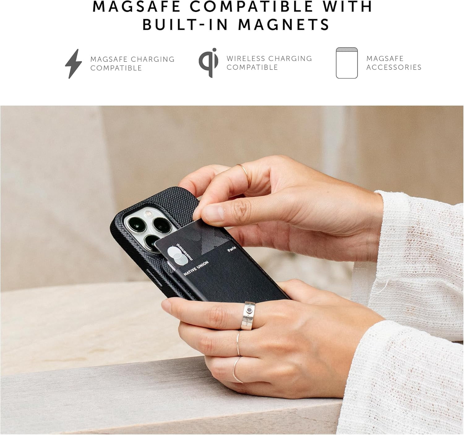 Native Union (Re)Classic Case – Magnetic 6ft Drop Protection – Compatible with iPhone 15 Pro(Black)
