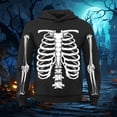 thumbnail image 2 of Tisuna Teen Kids Halloween Hoodies Unisex Skeleton Print Long Sleeve Hooded Tops Boys And Girls Loose Fit Theme Party Daily Hoody Outfits Size 3-4 Years Black, 2 of 3