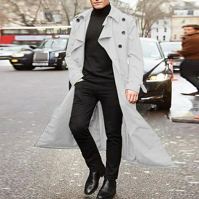 Knee length trench coat mens online