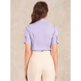 thumbnail image 4 of DARING DIVA Office Blouse Button Down Short Sleeve Bodysuit L Light Purple, 4 of 6