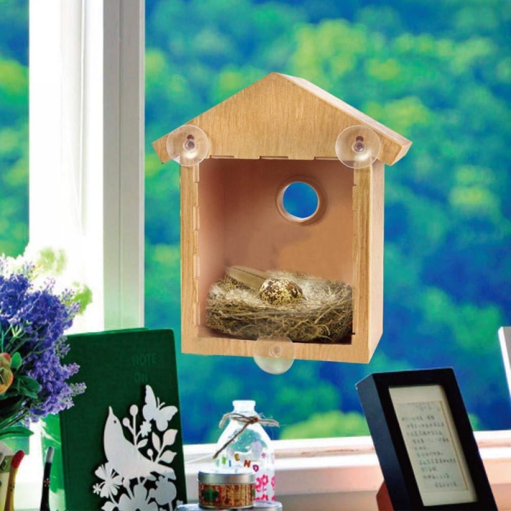 Suction Cup Window Mounted Spy House See Through Two Way Mirrored Bird House 