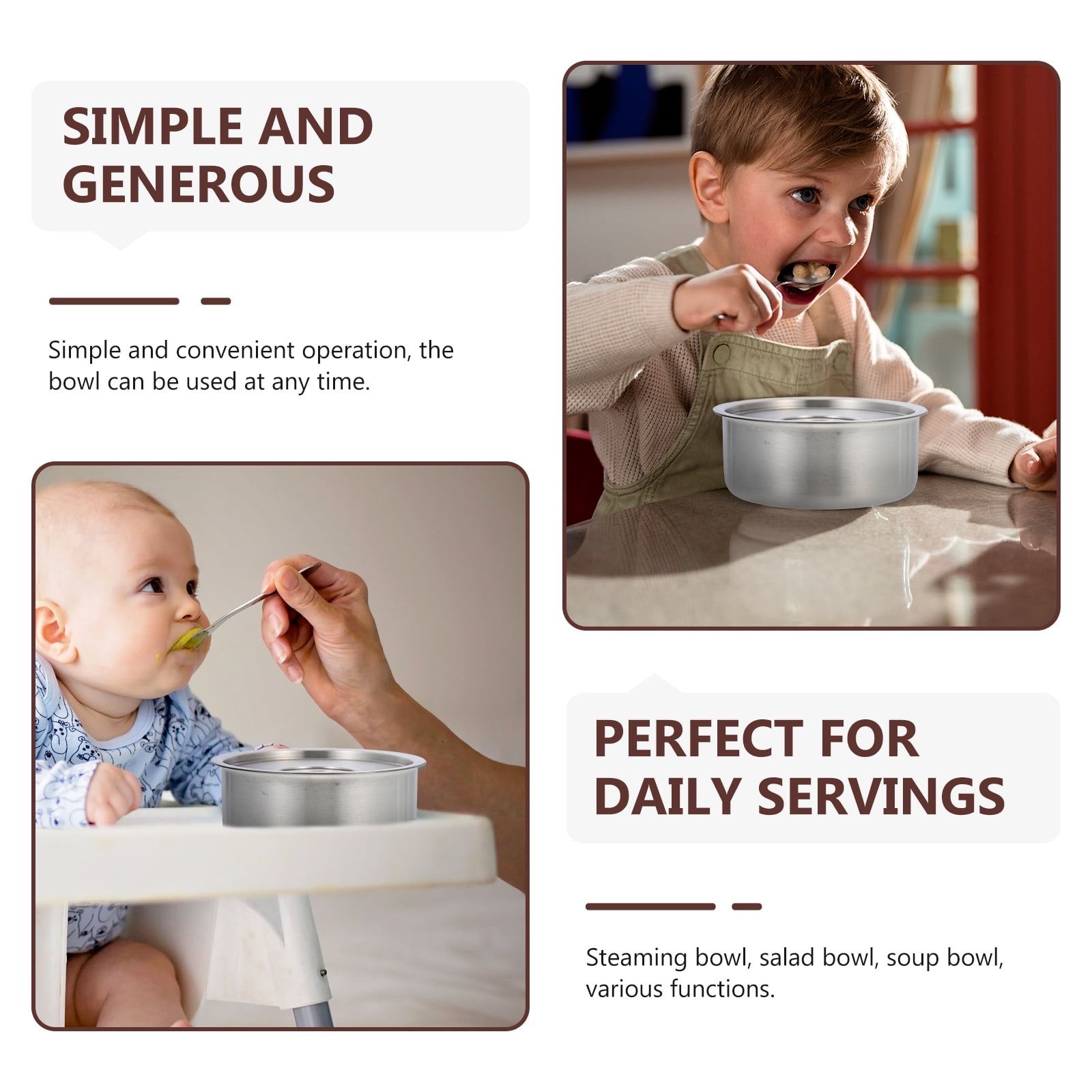 Bol Vapeur 5 Pièces : Bol à Crème Anglaise - Bol Vapeur En Acier Inoxydable