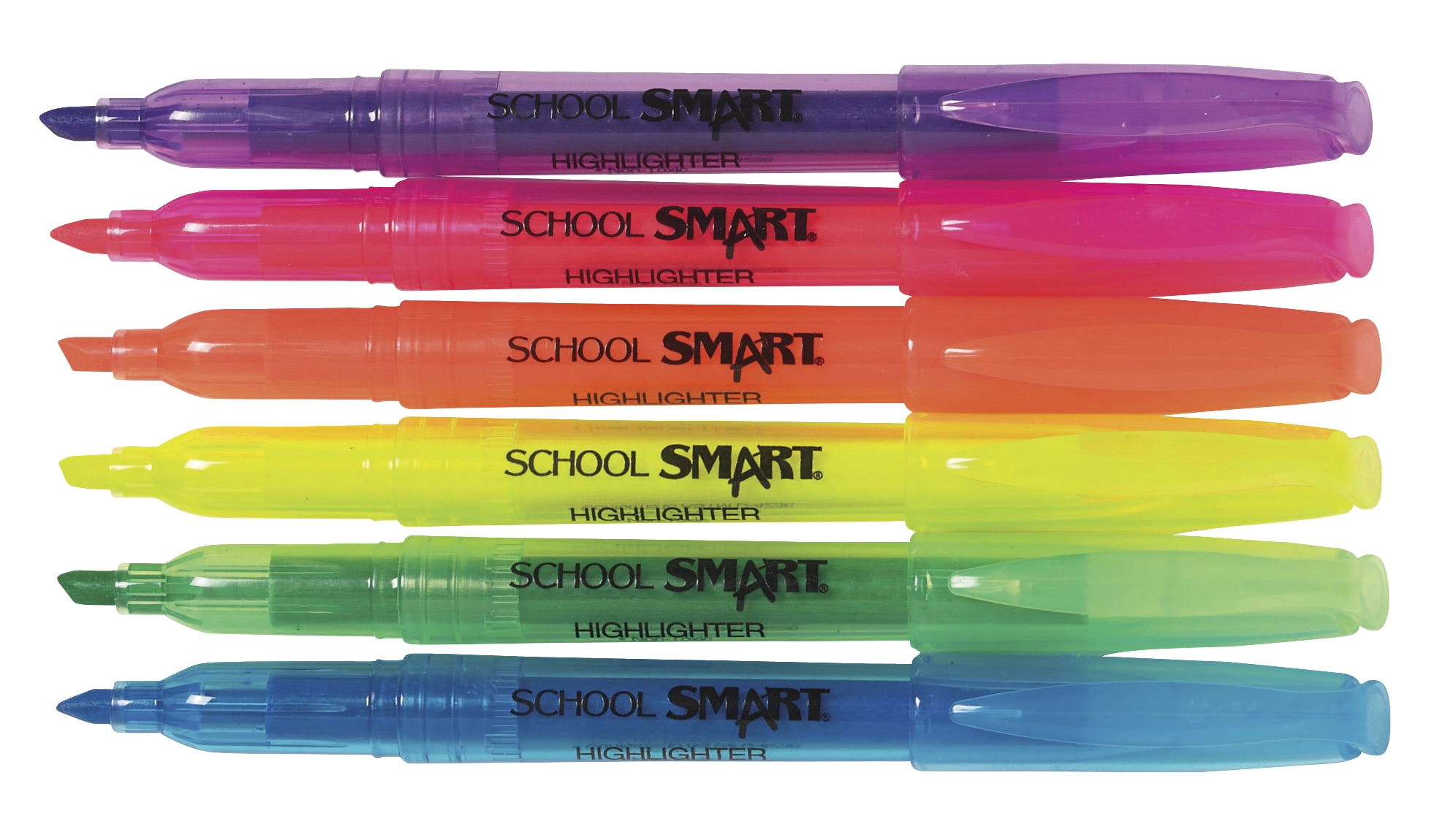 School Smart Highlighters, Chisel Tip, Pen Style, Assorted Colors, Pack