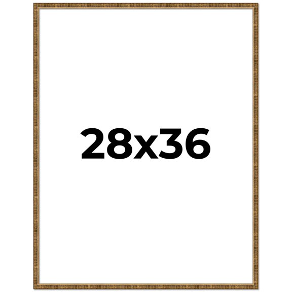28x36 Frame Gold Kingsley Distressed Solid Wood Picture Frame Width 0.75 Inches | Interior Frame