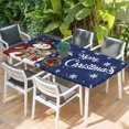 thumbnail image 2 of Blue Snowman Christmas Table Cloths for 3 Foot Rectangle Tables, Xmas Snowflake Botanical Patio Waterproof Elastic Fitted Tablecloths, Washable Rectangular Table Cover for Camping, 2 of 8