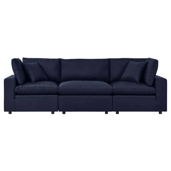 Modular Lounge Deep Sofa, Blue Navy, Fabric, Modern Contemporary, Outdoor Patio Balcony Cafe Bistro Garden Furniture Hotel Hospitality