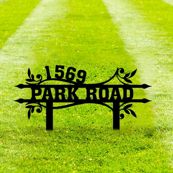 Custom Personalized Garden Metal Sign, Metal House Number Sign,Metal Address Sign, Stake Address Sign, Outdoor Metal Sign